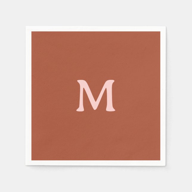 Guardanapo De Papel Monograma Personalizado Laranja Queimado (Frente)