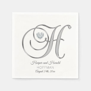 Guardanapo De Papel Monograma Personalizado - Letra H Silver Wedding