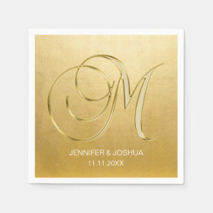 Guardanapo De Papel Monograma Personalizado - Letra M Gold Foil Casame