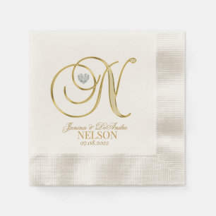 Guardanapo De Papel Monograma Personalizado - Letra N Casamento Cardí
