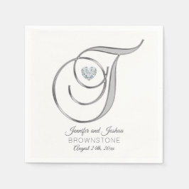 Guardanapo De Papel Monograma Personalizado - Letra T Silver Casamento