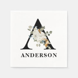 Guardanapo De Papel Monograma preto branco A