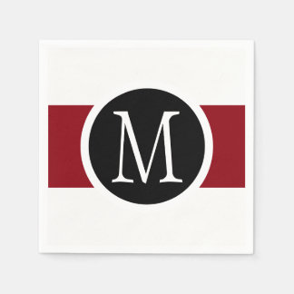 Guardanapo De Papel Monograma preto, branco e vermelho elegante