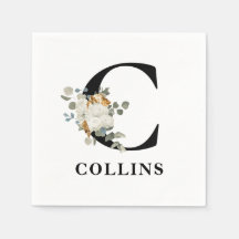 Monograma Preto Branco Floral C