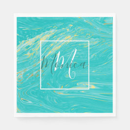 Guardanapo De Papel Monograma Real Marble Dourado de luxo elegante