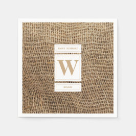 Guardanapo De Papel Monograma Russo Burlap Inicial