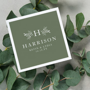 Guardanapo De Papel Monograma russo sábado verde casamento personaliza