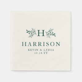 Guardanapo De Papel Monograma russo verde escuro casamento personaliza