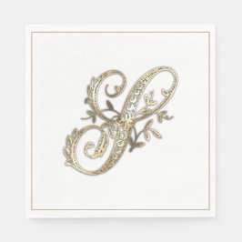 Guardanapo De Papel Monograma S do Ornamentado Dourado do Vintage
