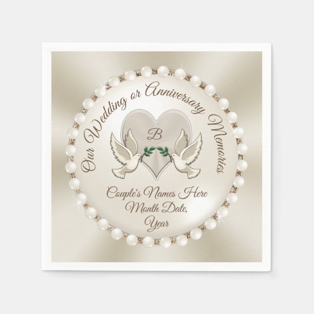 Guardanapo De Papel Monograma, Serviços de Casamento Personalizados Na (Frente)