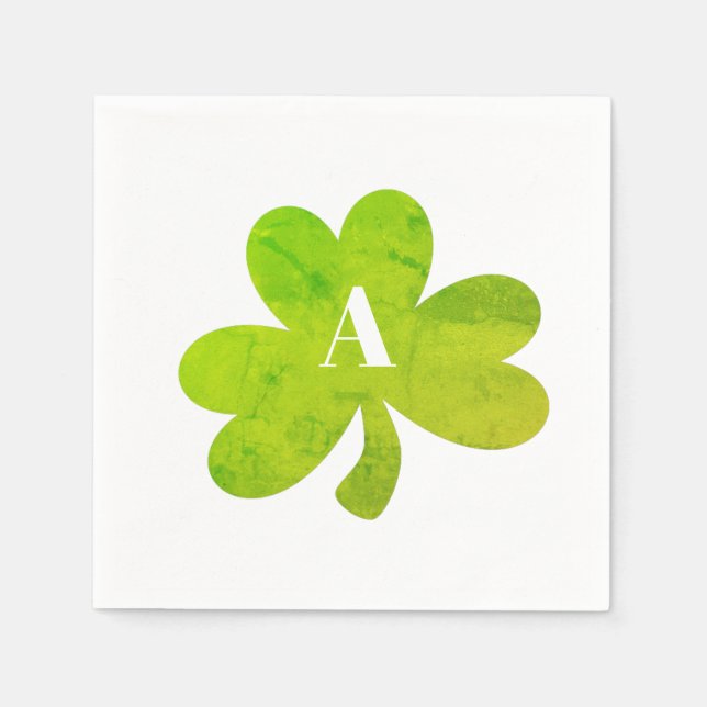 Guardanapo De Papel Monograma Shamrock Irish Watercolor Texture (Frente)