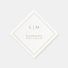 Guardanapo De Papel Monograma Simples Antigo Elegante Boda Dourado