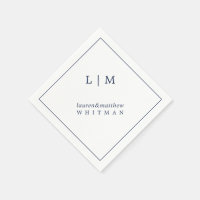 Monograma Simples Azul Marinho Elegante Casamento