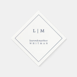 Guardanapo De Papel Monograma Simples Azul Marinho Elegante Casamento
