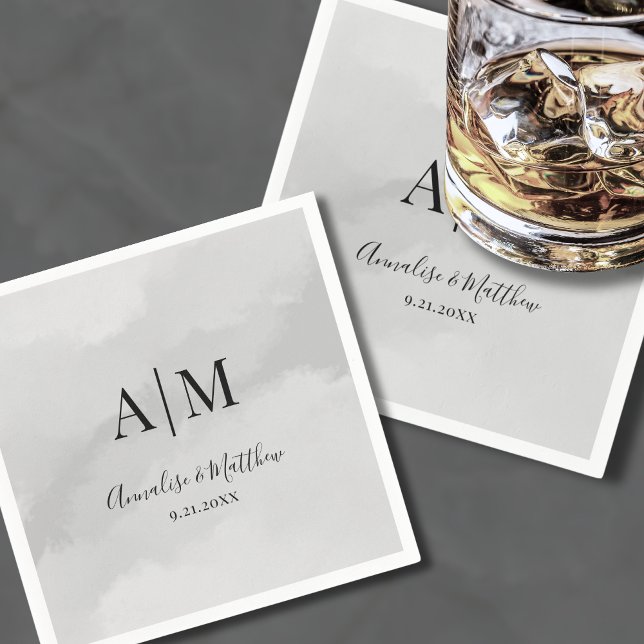 Guardanapo De Papel Monograma Simples Clássico Tradicional de Casament (Traditional Classic Simple Monogram Wedding Napkins)