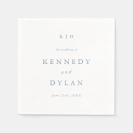 Guardanapo De Papel Monograma Simples de Casamento Azul Dusty