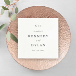 Guardanapo De Papel Monograma Simples de Casamento Negro e Branco Mini