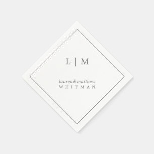 Guardanapo De Papel Monograma Simples Elegante Cinza Escuro Casamento