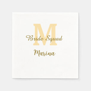 Guardanapo De Papel monograma simples para festa de noiva em dourado