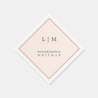 Monograma Simples Rosa Bege Elegante Casamento