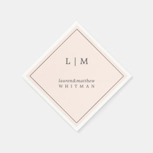Guardanapo De Papel Monograma Simples Rosa Bege Elegante Casamento