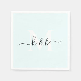 Guardanapo De Papel Monograma Swash Script Ice Blue Coctail