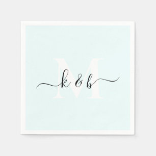 Guardanapo De Papel Monograma Swash Script Ice Blue Coctail