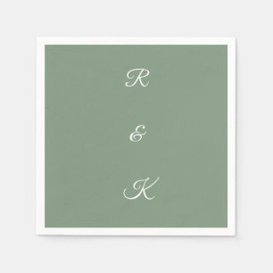Guardanapo De Papel Monograma Verde Sage Letras Casamento Elegante Bra