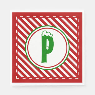 Guardanapo De Papel Monograma Vermelho/Branco de Candy Cane