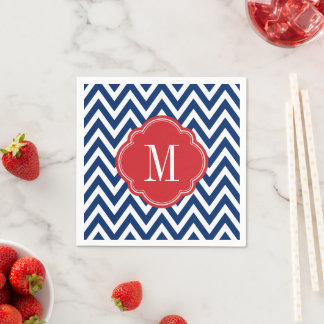 Guardanapo De Papel Monograma vermelho-branco e azul-quevron