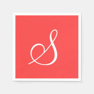 Guardanapo De Papel Monograma Vermelho Clássico Vermelho Clássico Mono