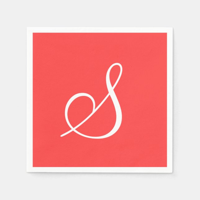 Guardanapo De Papel Monograma Vermelho Clássico Vermelho Clássico Mono (Frente)