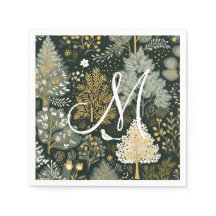 Monograma Vintage Boho Dourado Árvores de Natal Ve