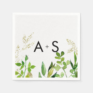 Guardanapo De Papel Monograma Wedding quadro das hortaliças & da folh