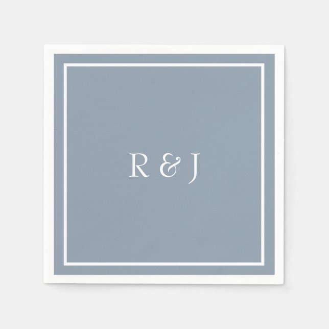 Guardanapo De Papel Monogramas Dusty Blue Ampersand Legal Casamento (Frente)
