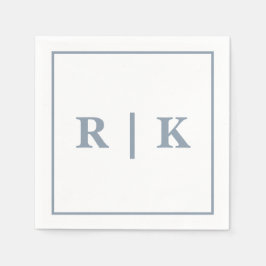 Guardanapo De Papel Monogramas Dusty Blue Simples Casamento Mínimo de