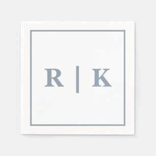 Guardanapo De Papel Monogramas Dusty Blue Simples Casamento Mínimo de