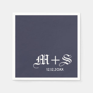 Guardanapo De Papel Monogramas elegantes simples do casamento azuis