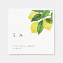 Monogramas Lemon Citrus Branch Greenery Casamento