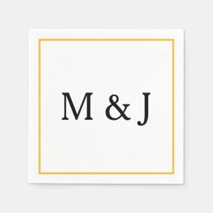 Guardanapo De Papel Monogramas Nome Personalizado Dourado Black Modern