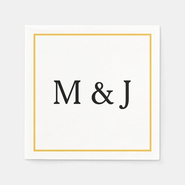 Guardanapo De Papel Monogramas Nome Personalizado Dourado Black Modern (Frente)