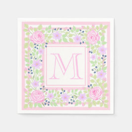 Guardanapo De Papel Monogramas Rosas Clematis Blueberry Paper Napkins