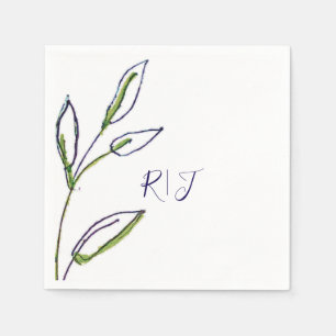 Guardanapo De Papel Monogramas Sage Green deixa Marinho  casamento de 