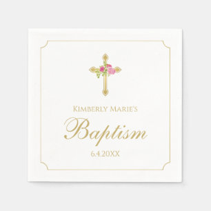 Guardanapo De Papel Monogrammed floral dos rosas cor-de-rosa