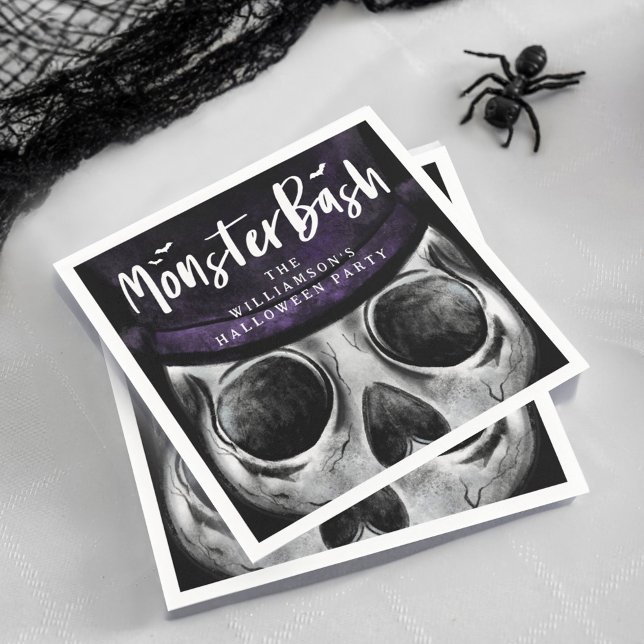 Guardanapo De Papel Monster Bash Spookey Skeleton Festa de Halloween (Monster Bash Spooky Skeleton Halloween Party Napkin)