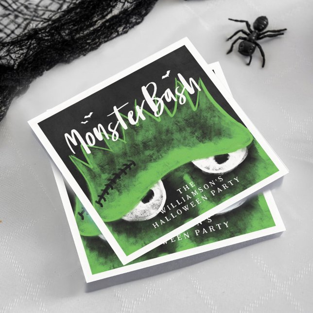 Guardanapo De Papel Monster Bash Spooky Festa de Halloween Frankenstei (Monster Bash Spooky Frankenstein Halloween Party Napkins)