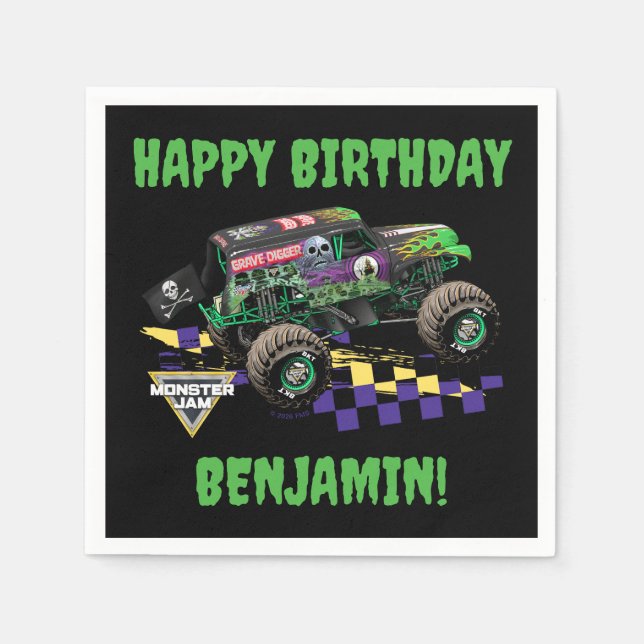 Guardanapo De Papel Monster Jam Grave Digger Aniversário (Frente)
