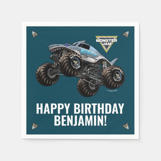 Guardanapo De Papel Monster Jam Megalodon Aniversário (Frente)