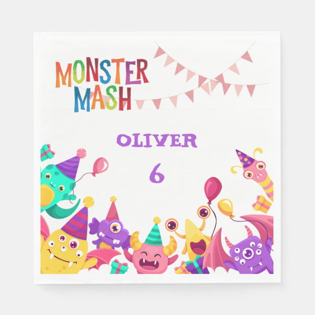 Guardanapo De Papel Monster Mash Party Napkins - Kids Birthday (Frente)