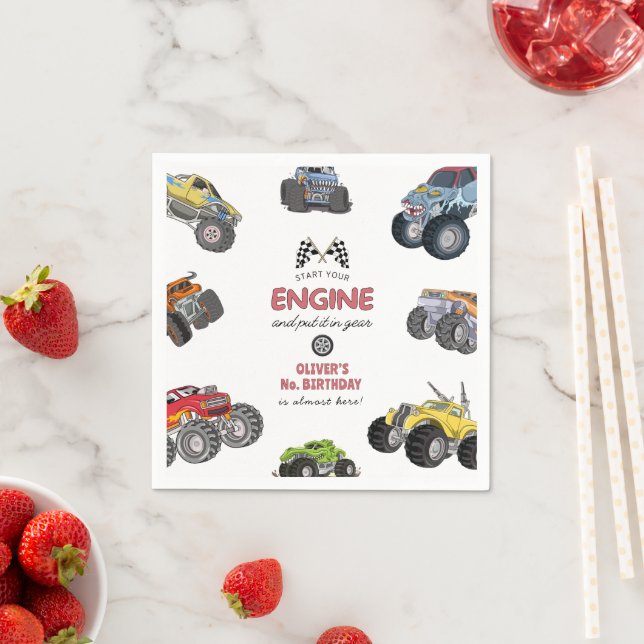 Guardanapo De Papel Monster truck, boy any age birthday (Insitu)